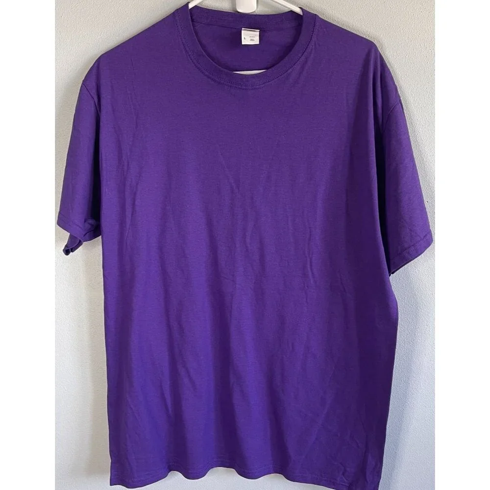NWOT Fruit of the Loom HD Mens Purple Short Sleeve Crew Neck 100% Cotton T-Shirt